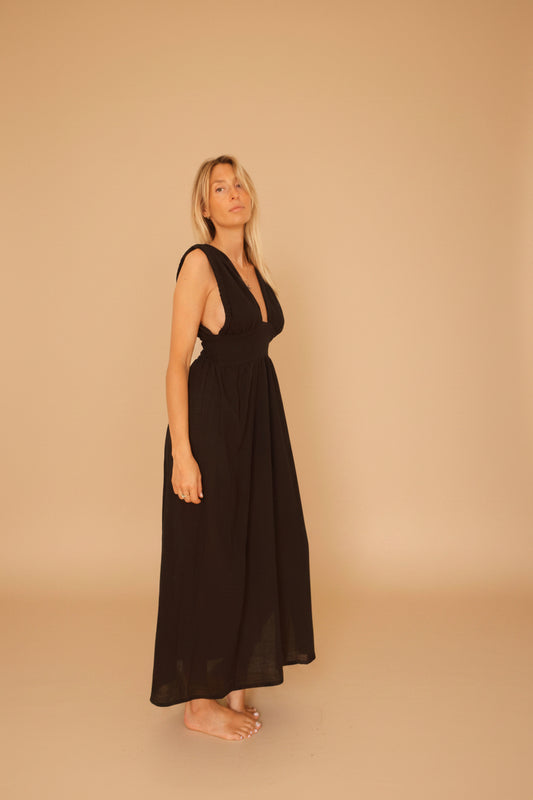 SITA DRESS BLACK — Robe longue