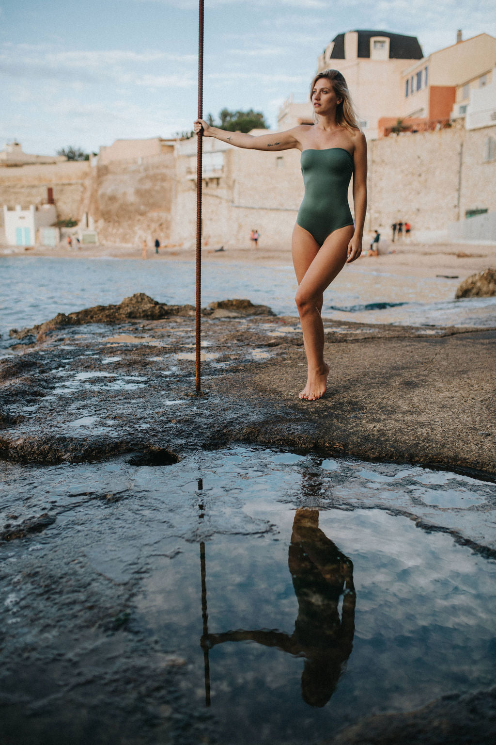 Maillot de bain une pièce kaki réversible