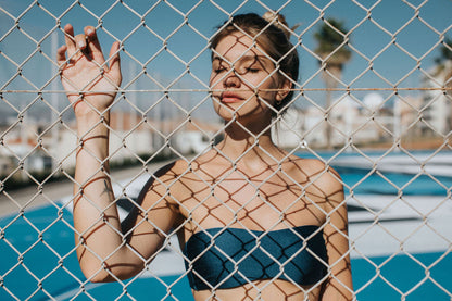 Maillot de bain deux pièces réversible bleu