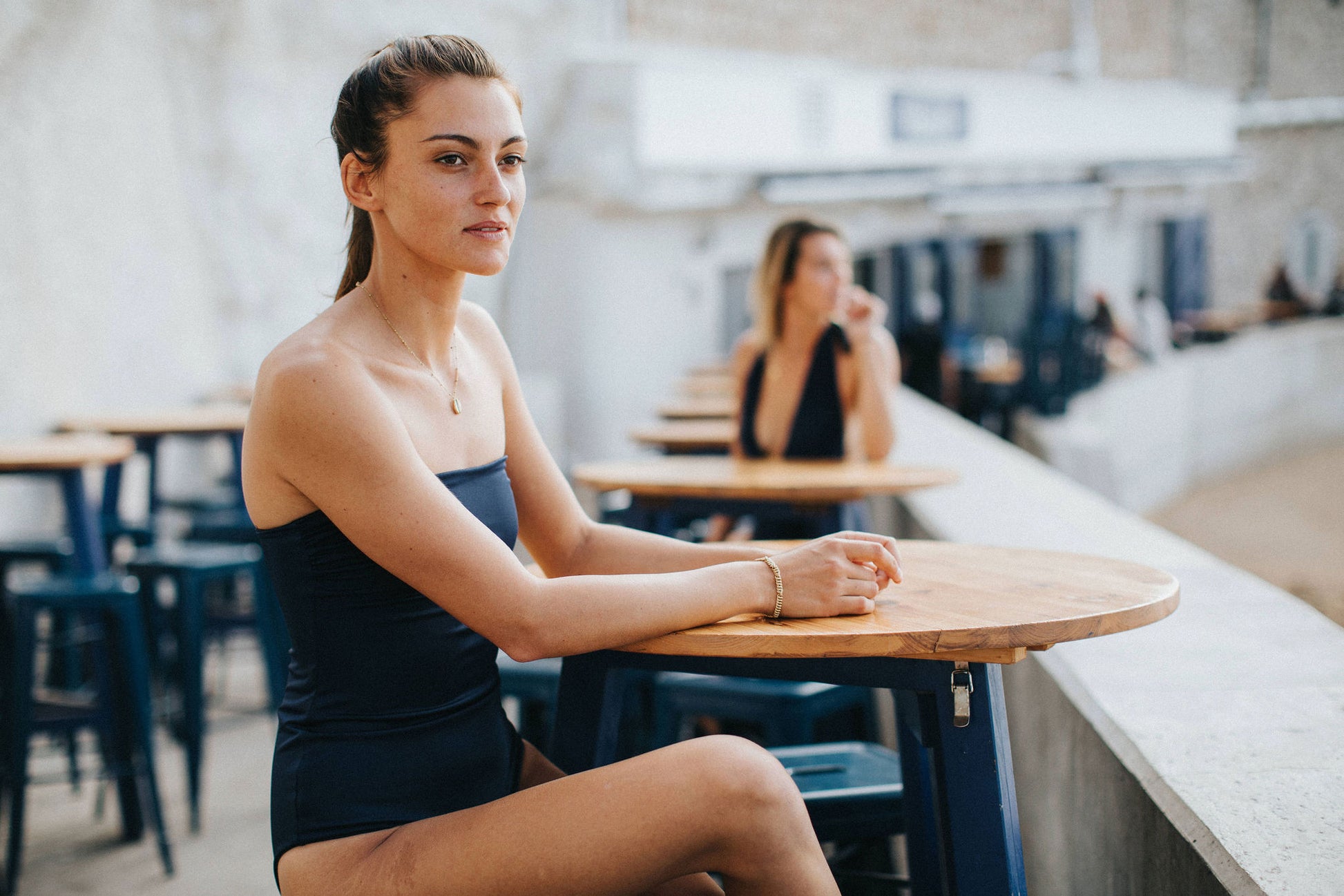 Maillot de bain une pièce bleu marine réversible