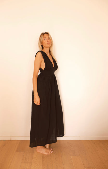 SITA DRESS BLACK — Robe longue
