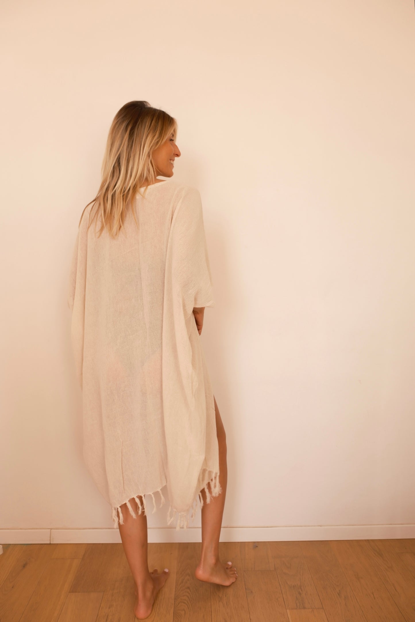 DEVI KIMONO — Kimono mi-long à franges