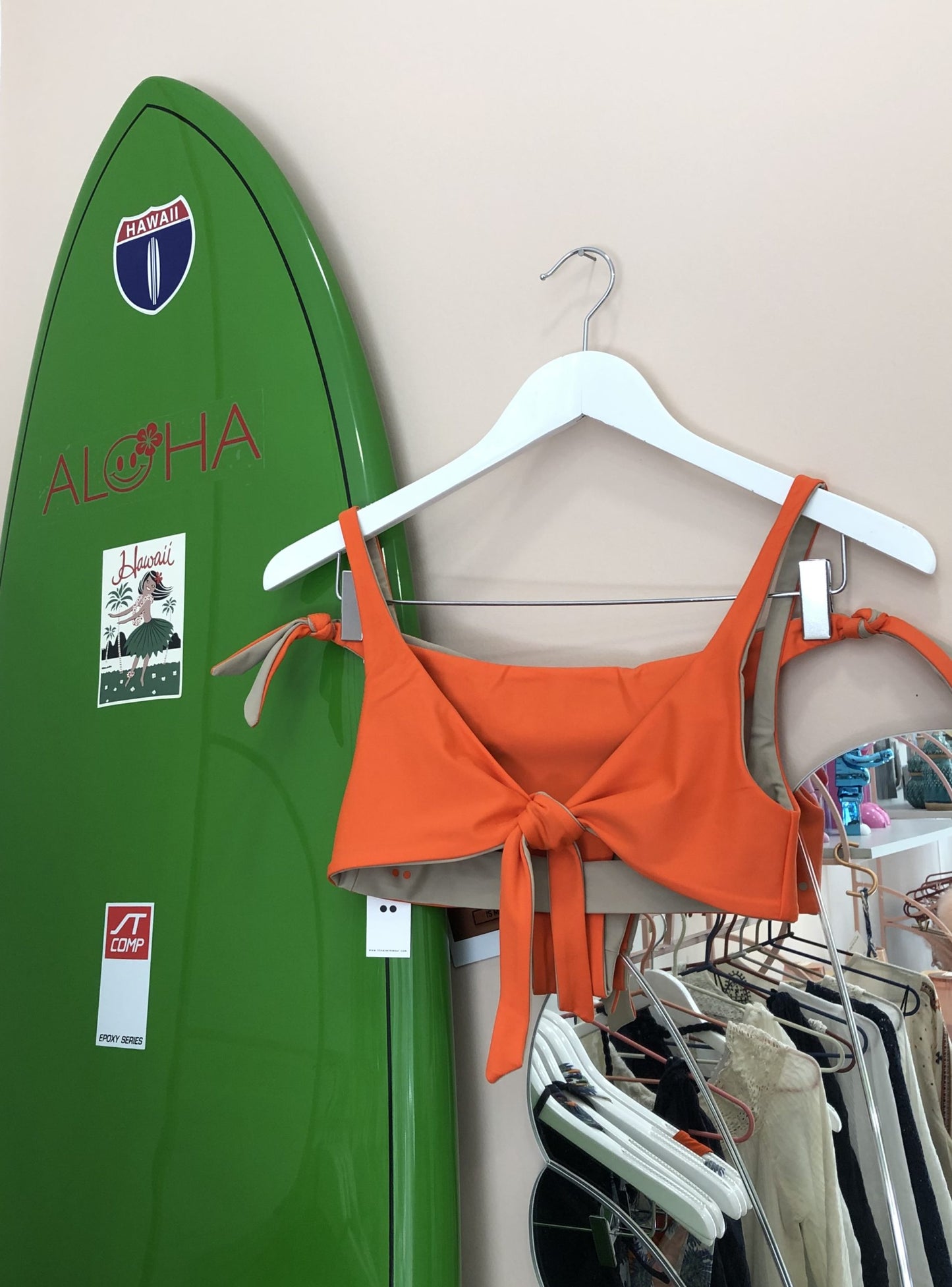Triangle réversible orange et beige 100% recyclé - Nana Ibiza