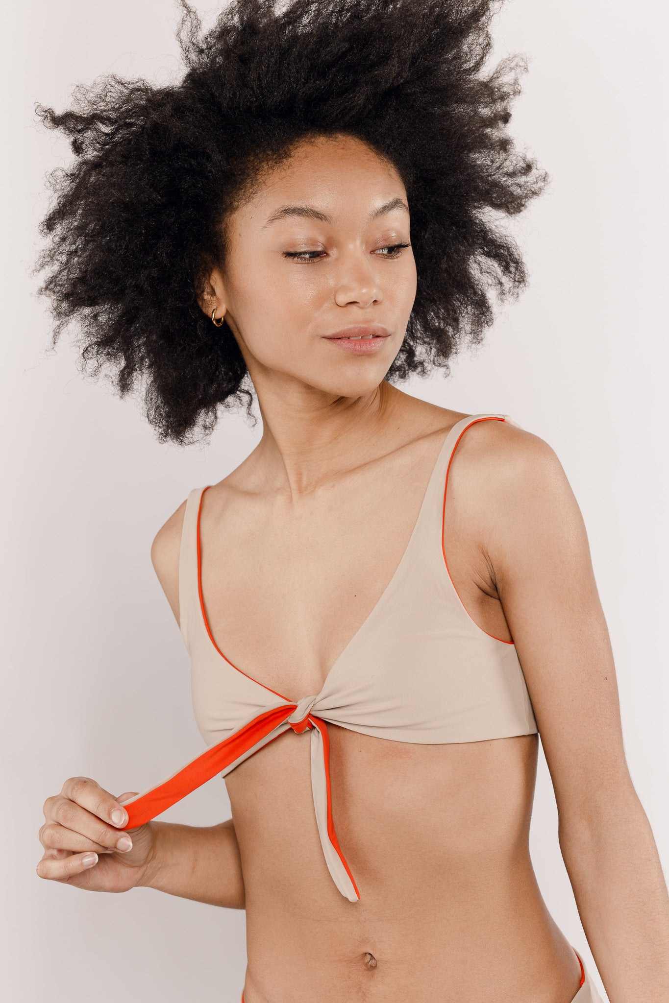 Maillot de bain deux pièces beige réversible