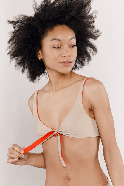 Maillot de bain deux pièces beige réversible