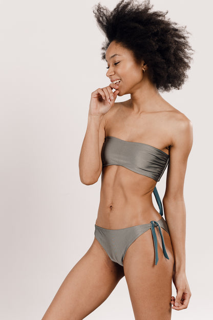 Maillot de bain deux pièces argenté réversible