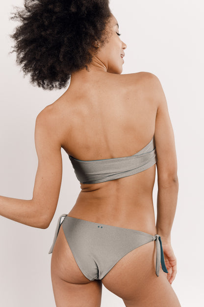 Maillot de bain deux pièces argenté réversible
