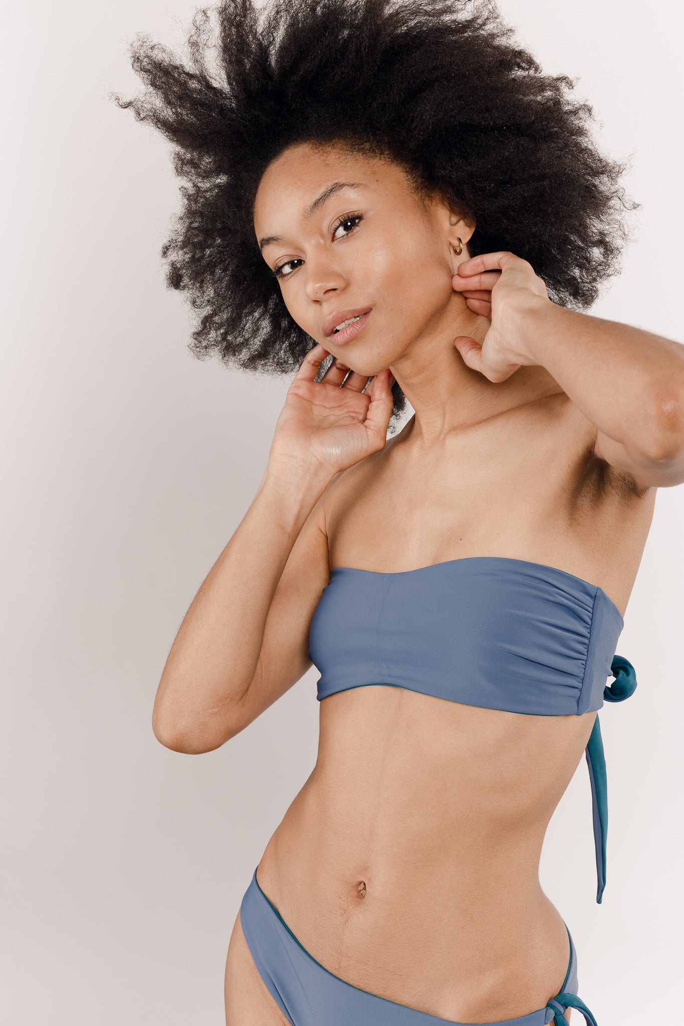 Maillot de bain deux pièces bleu réversible