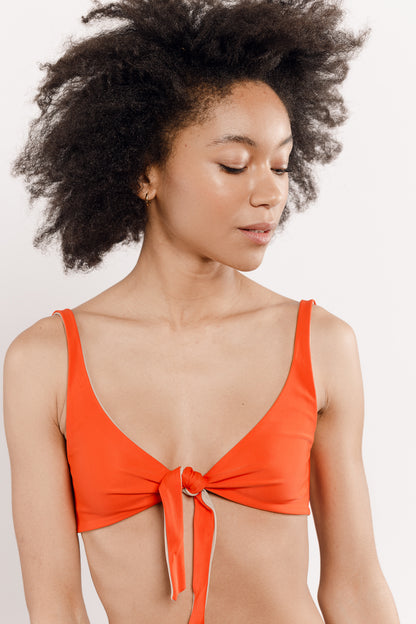 Maillot de bain deux pièces orange réversible