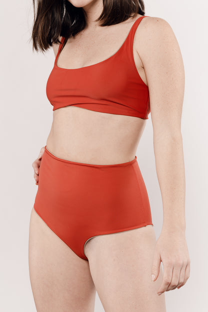 Bas de maillot sculptant réversible terracotta et sable irisé - Coco Marrakech