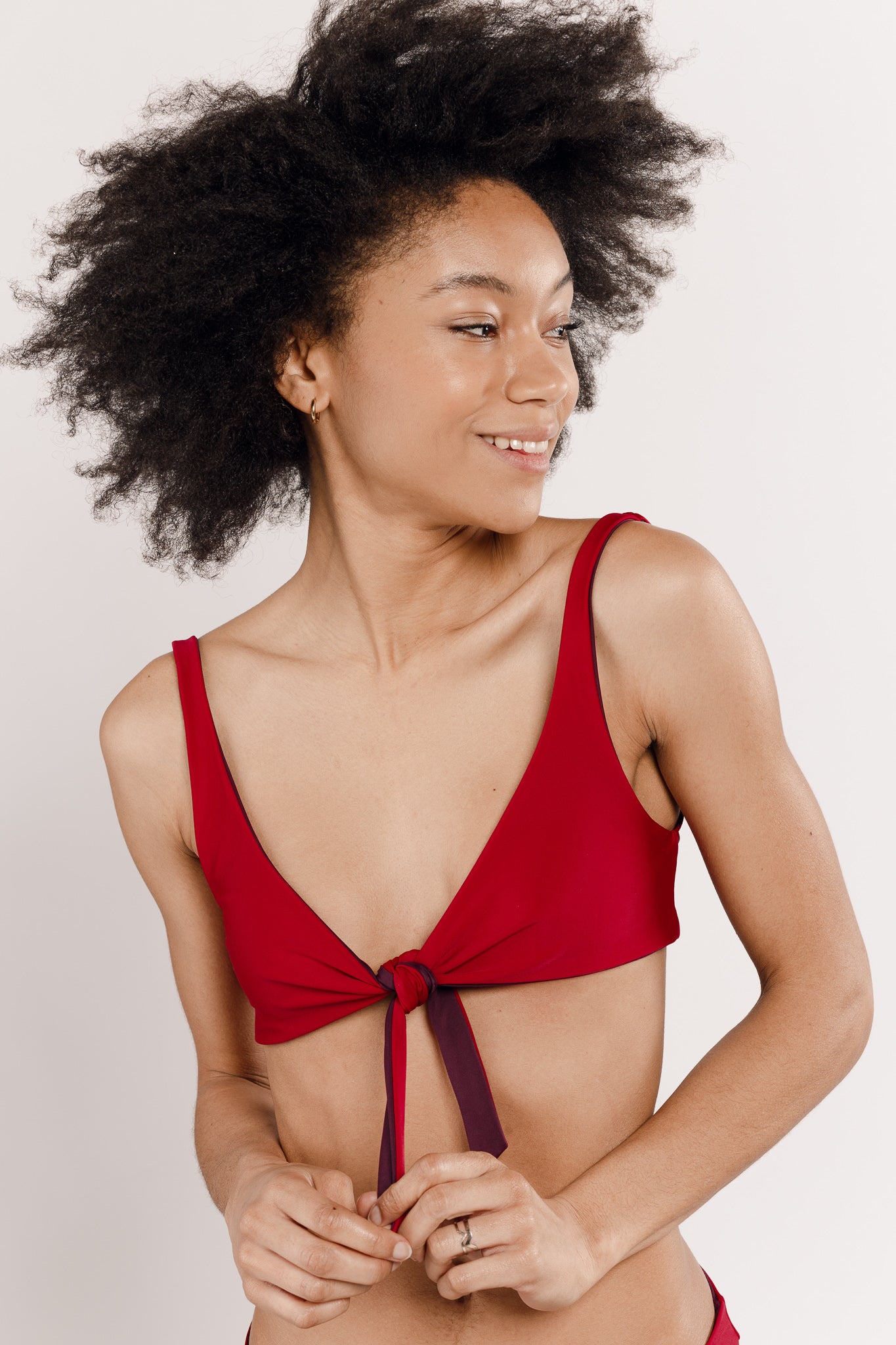 Maillot de bain deux pièces rouge réversible