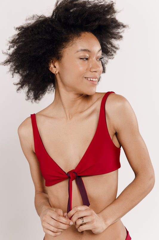 Maillot de bain deux pièces rouge réversible