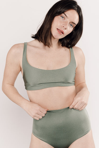 Maillot de bain doré et kaki réversible