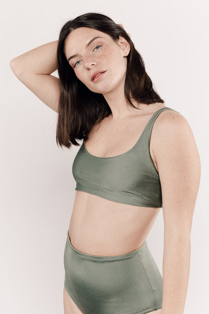 Maillot de bain doré et kaki réversible
