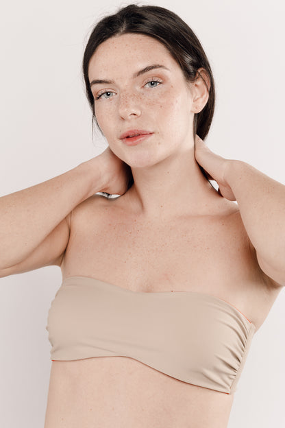 Maillot de bain deux pièces beige réversible