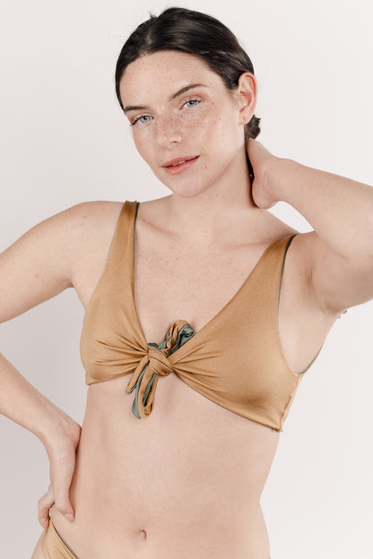 Maillot de bain deux pièces doré réversible