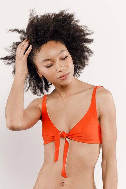 Maillot de bain deux pièces orange réversible