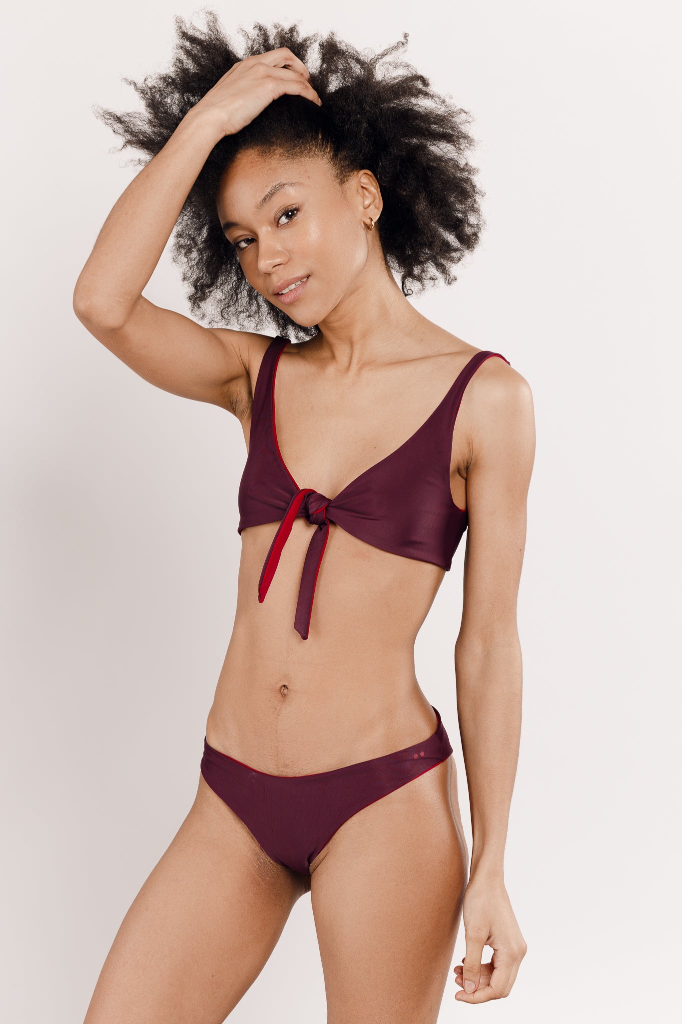 Maillot de bain deux pièces prune réversible