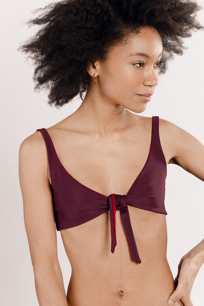 Maillot de bain deux pièces prune réversible