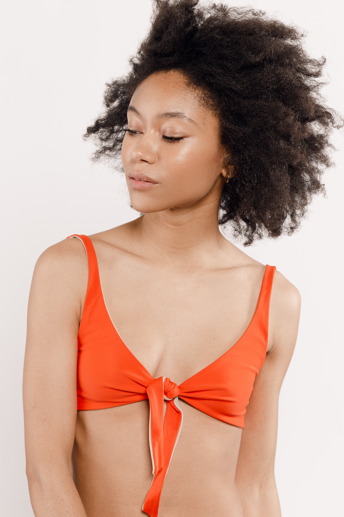 Maillot de bain deux pièces orange réversible