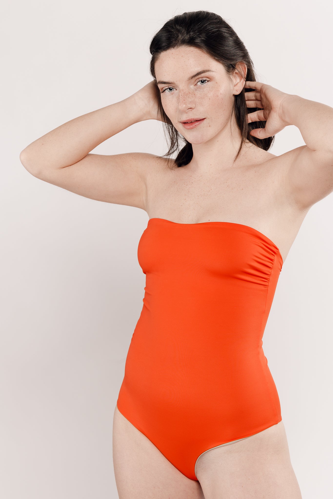 Maillot de bain une pièce orange réversible
