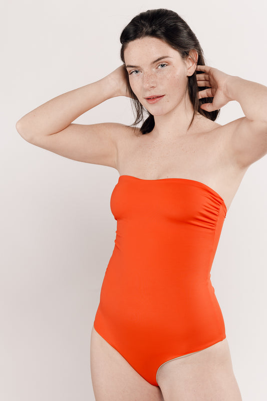 Maillot de bain une pièce orange réversible