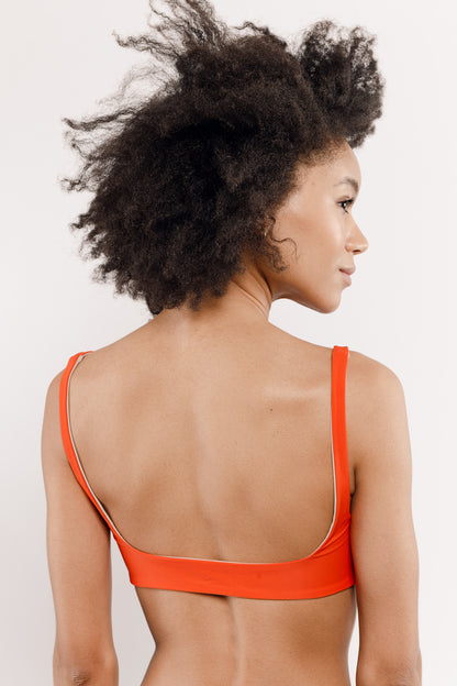 Maillot de bain deux pièces orange réversible